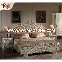 2016 The most popular Europe style rubber furniture, luxury upholstered solid wood carving genuine leather bed