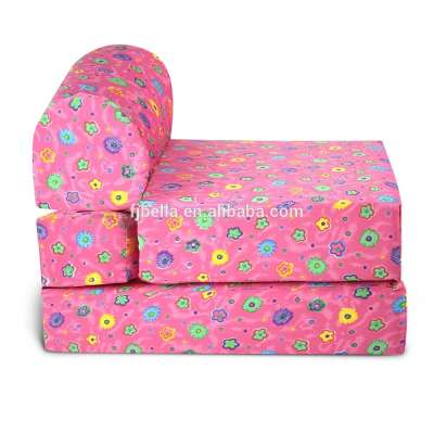 4 Inch Folding Mattress and Sofa with Removable Indoor / Outdoor Studio Chair Sleepe Fabric Cover Pink Flower